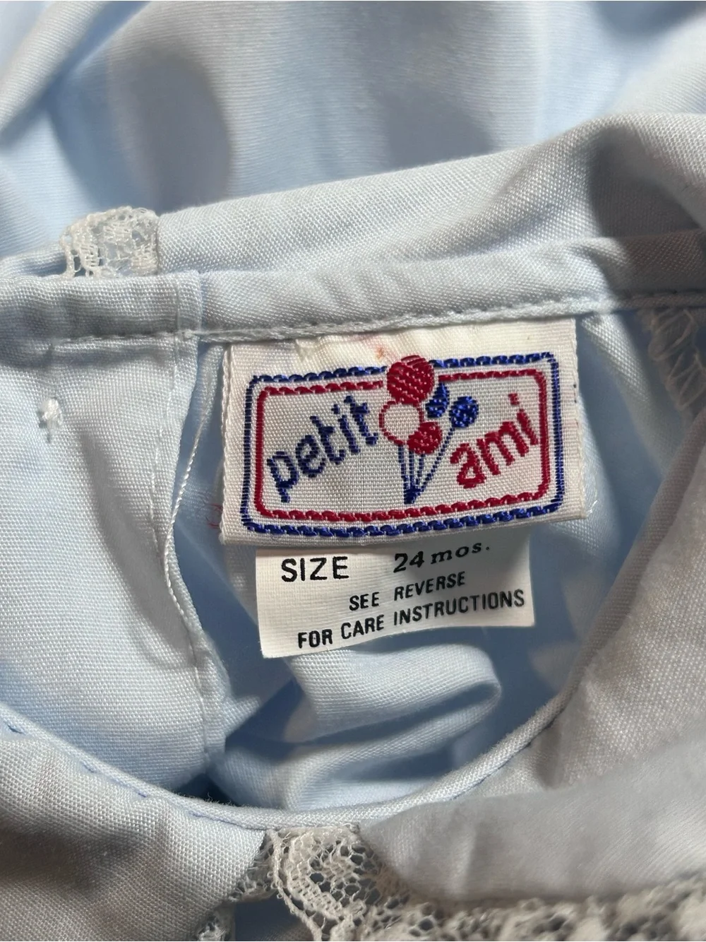 Vintage Petit Ami Infant Smocked Dress Blue Size 24M No Bloomers